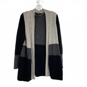 Charter Club Black Gray Cashmere Colorblock Cardigan | Women’s M